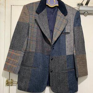 CASUAL CORNER LEATHER COLLAR PATCHWORK WOOL JACKETS SIZE 12